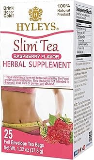 Hyleys Slim Tea Raspberry Flavor - Weight Loss Herbal Supplement Cleanse and Detox - 25 Tea Bags (1 Pack)