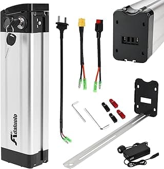 36V Ebike Battery with Charger, 36V 20AH Folding Electric Bike Removable Battery Replacement Silverfish Lithium Bicycle Pedelec Batteries with 2 Port, Safe Lock for 900W 750W 500W Motor