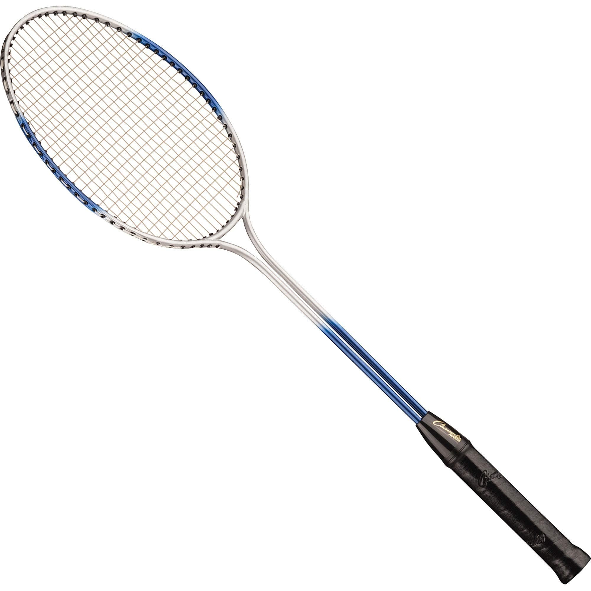 26" Twin Shaft Badminton Racket with Braided Nylon Strings (Single Racket) - Silver/Blue - For All Skill Levels