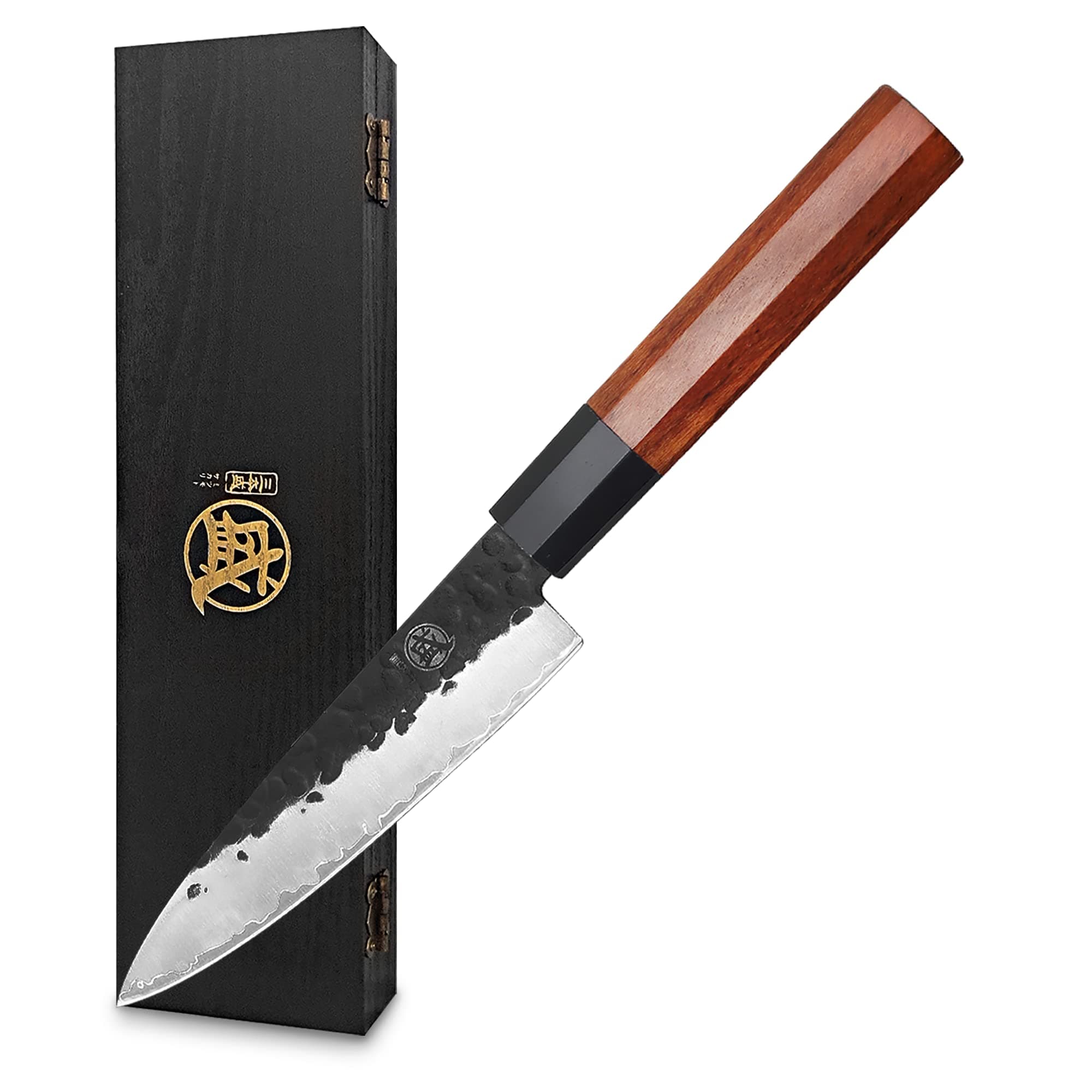 5.5 Inch Paring Chef's Knife, 3-Layer Laminated Steel Petty Knife, Professional Cooking Knives With Sandalwood Gift Boxes