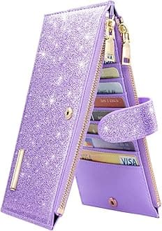 Women's RFID Blocking Large Capacity Wallet Multi Card Organizer Bifold Wallet for Women with Zipper Pocket