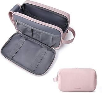 Toiletry Bag for Women, BAGSMART Travel Shaving Dopp Kit Water-resistant Toiletry Organizer for Travel Accessories, Pink