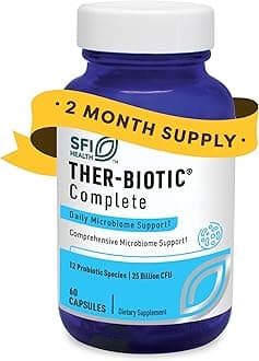 Klaire Labs SFI Health Ther-Biotic Complete - 25 Billion CFU Gut Probiotics for Women and Men - Hypoallergenic, 12 Strain Probiotic Capsules for Digestive Health and Immune Support (60 ct)