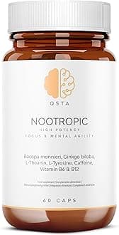 – Nootropics Brain Supplement, Unique High Potency Cognitive Enhancer for Energy, Focus, Brain Function, Mental Alertness & Memory with Bacopa Monnieri, Ginkgo, Tyrosine, Theanine, Brain Vitamins