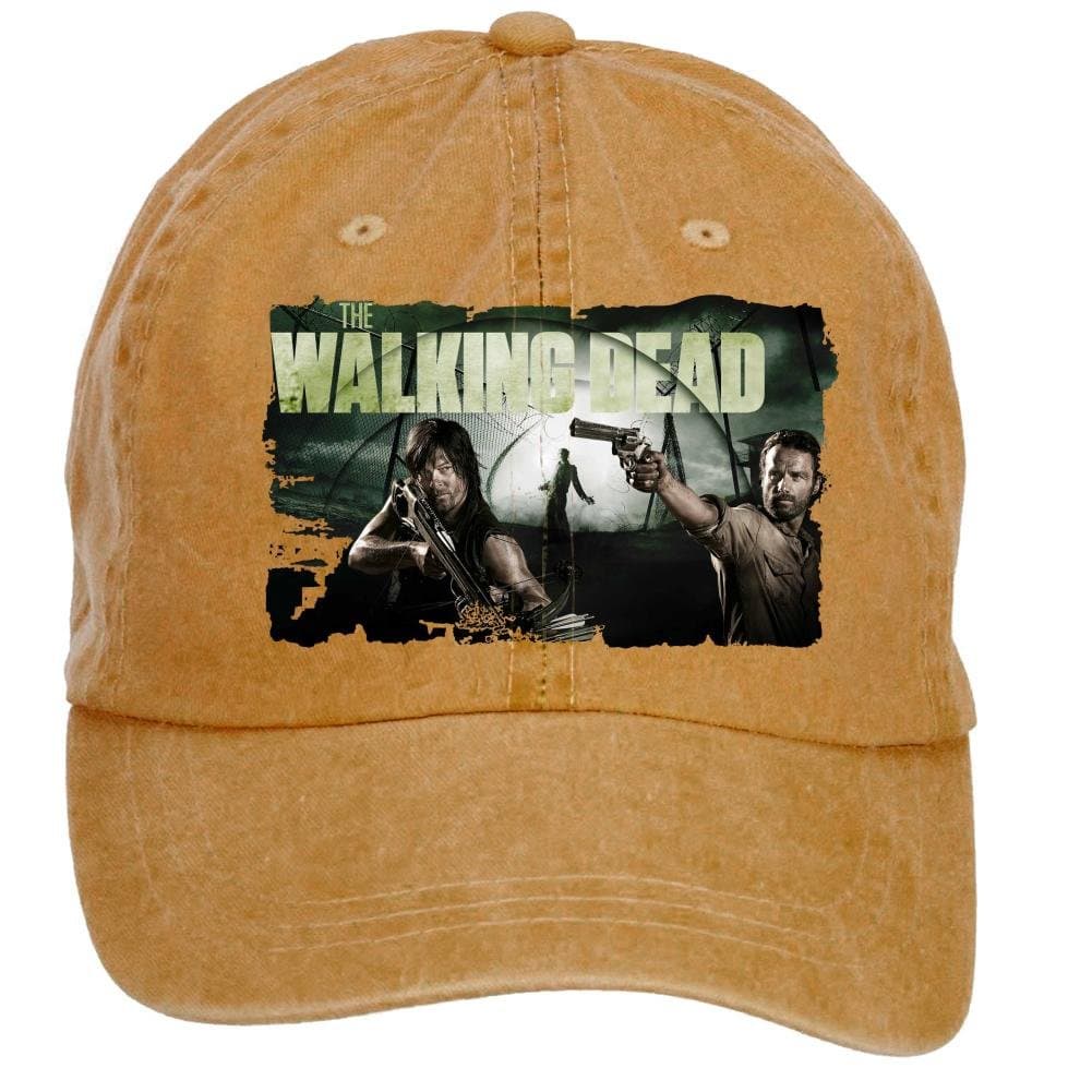 Qikdg Custom Men's Adjustable The Walking Dead Baseball Caps-Washed 100% Cotton Brown