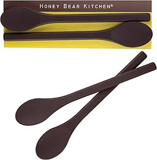 Honey Bear Kitchen Silicone Stirring Spoon (Set of 2, Dark Honey) for Coffee & Tea