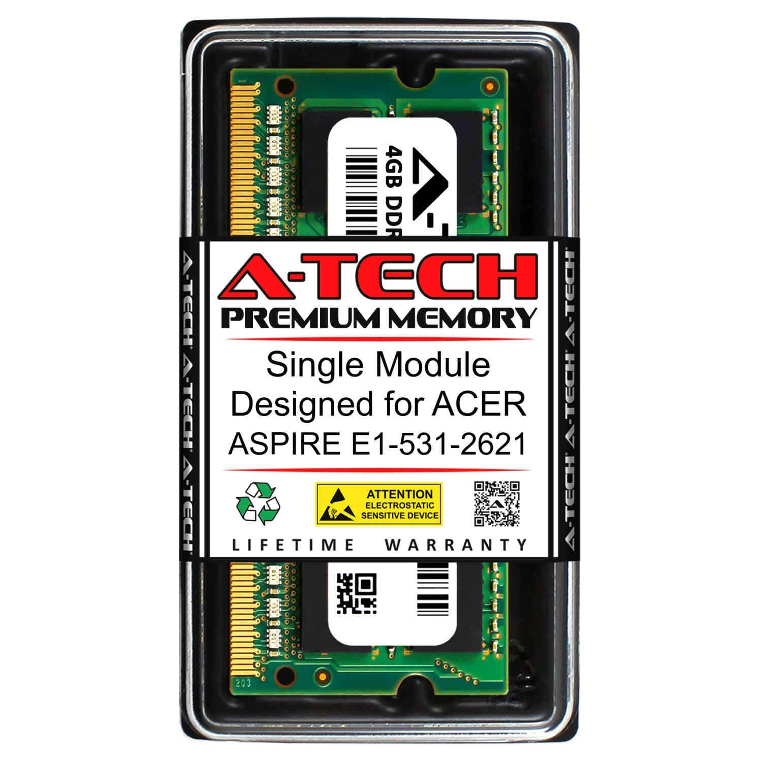 A-Tech 4GB RAM for ACER Aspire E1-531-2621 | DDR3 1600MHz SODIMM PC3-12800 204-Pin Non-ECC Memory Upgrade Module