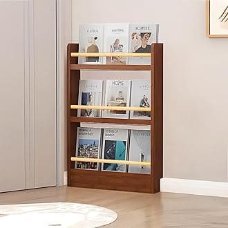 Wooden 3/4/5/6 Tier Behind The Door Bookshelf, Tall Narrow Floor Standing Bookcase, Space-Saving Storage Organizer for Books, Bedroom, Living Room, Office Brown 31.5x3.9x35.0