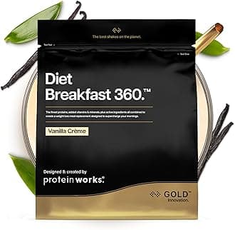 Protein Works | Diet Breakfast 360 - GOLD Innovation, On-the-Go Healthy Weight Loss Meal Replacement Shake, Added Caffeine, Low Sugar, Vanilla Crème, 9 Servings, 500g
