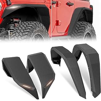 for JL JLU Front & Rear Fender Flares Compatible with 2018-2026 Jeep Wrangler JL JLU Unlimited 2/4 Doors with Turn Signal Lights, 4-PCS Mud Guard Off-Road Steel Wheel Fender