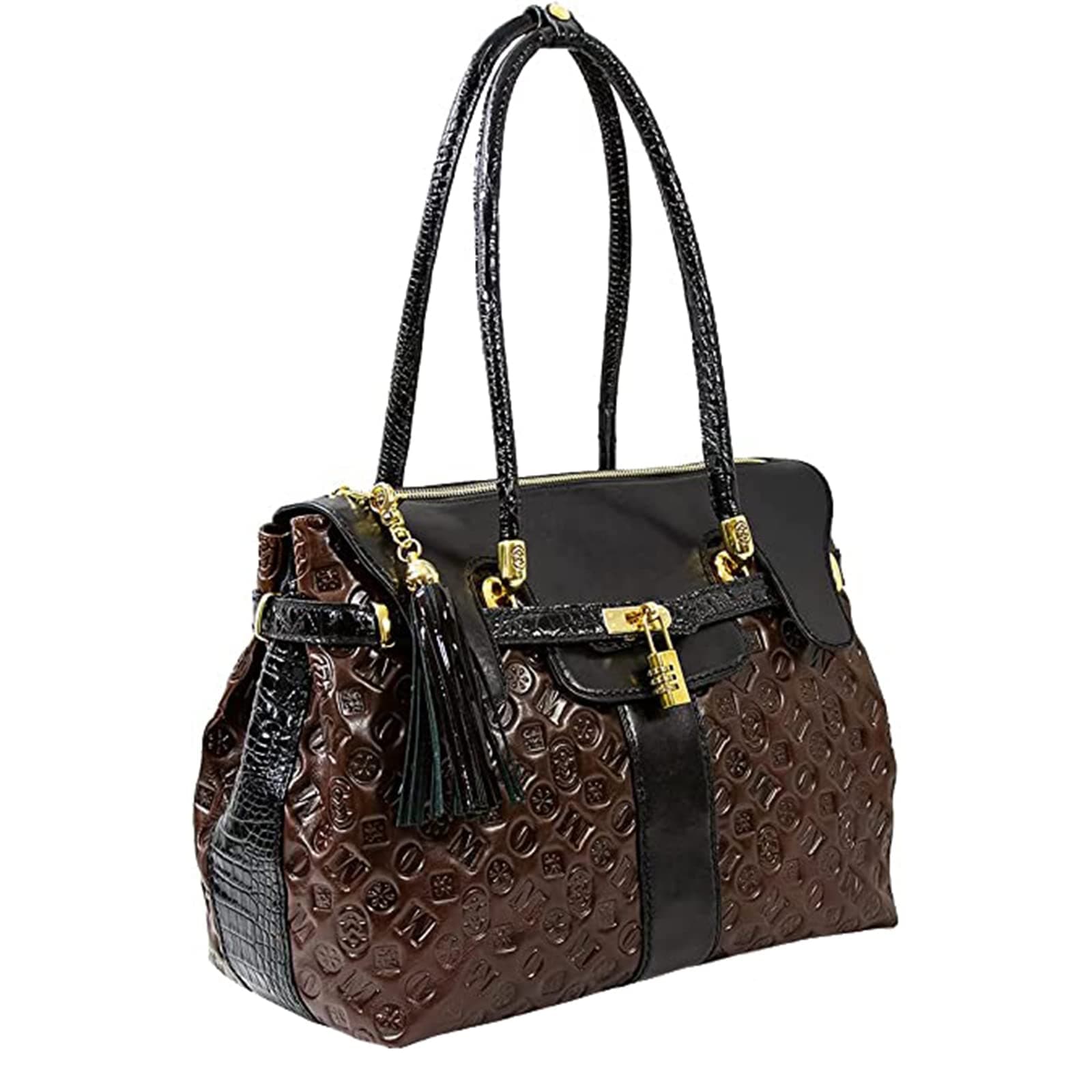 Oversized Tote Briefcase Chocolate Quilted Leather Briefcase Bag