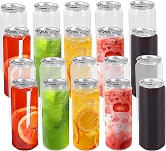 100 Pack, 500ml/16.9oz Plastic Juice Bottles with Aluminum Pop Can Caps, Disposable Leakproof Clear Bottles for Juice, Smoothies, Tea, Coffee, Compatible with Automatic Cup Sealer (not included)