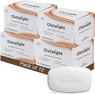 Glutalight Soap | Glutathione Soap | Body Tan Removal Soap | Detan Soap | Sabun Soap | Bath Soap Combo Offers | Shop Bath Soap | Bathing Soap | Helps Control Excess Oil | For Glowing Skin - Pack of 12