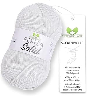 MeriWoolArt® Sock Wool 4-Ply - 100 g Merino Wool Yarn for Knitting & Crocheting, 75% Virgin Wool (Superwash), 25% Polyamide, 420 m - Ideal for Socks for Men and Women, Sweaters & Cardigans 4611