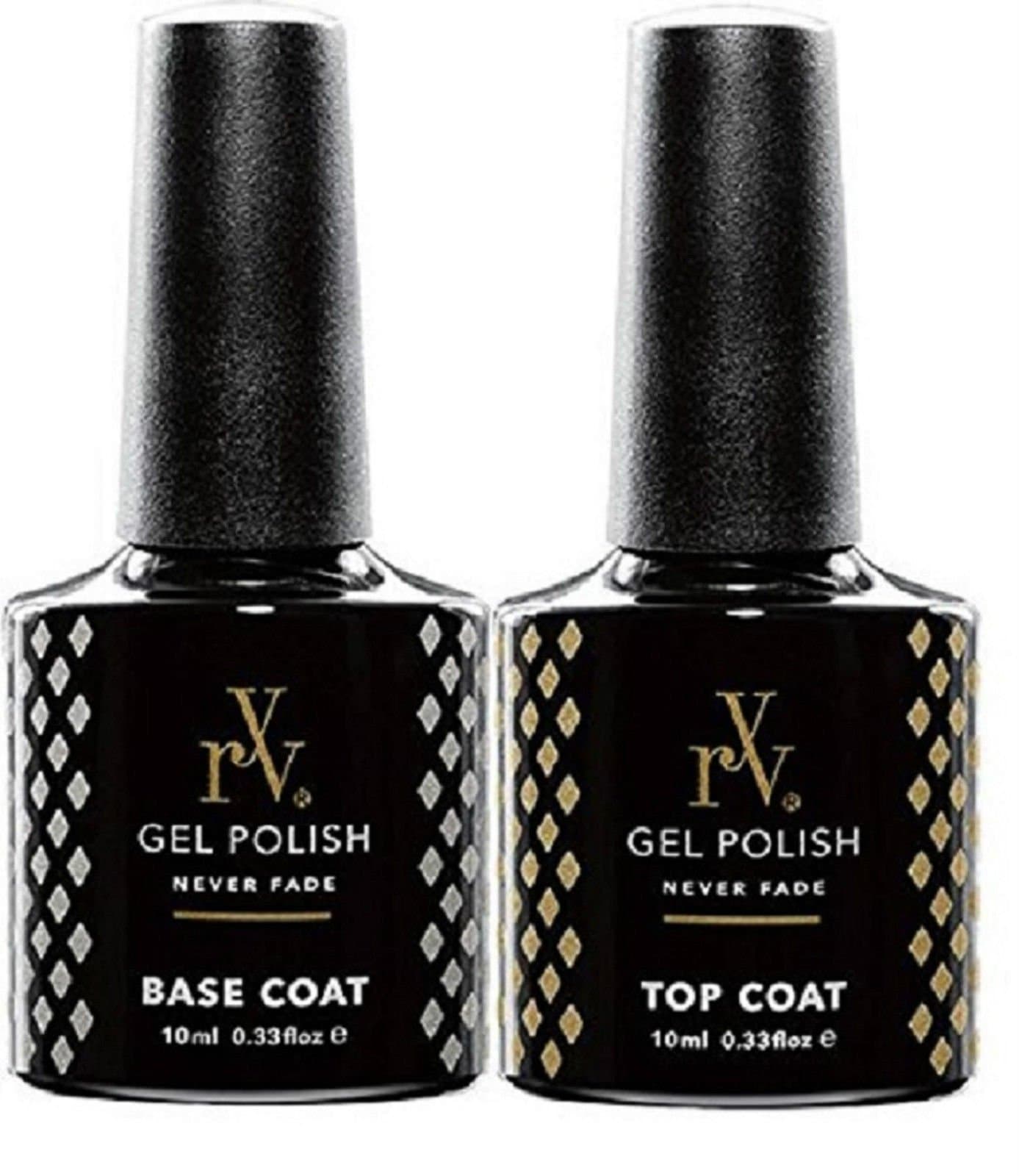 RYV Gel Top and Base Coat | 10ml | Dries under UV or LED Lamps | Works With Any Brand Colours