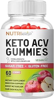 Keto ACV Gummy - Sugar-Free Gluten Free Pro Active Super Apple Cider Vinegar Supplement for Men Women - Support Digestion Hair Skin (1200MG)