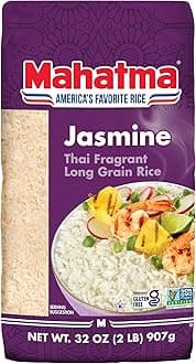 Jasmine Rice, 2lb Bag of Rice, Thai, Indian, or Cambodian Fragrant Flavored Rice, Stovetop or Microwave Rice