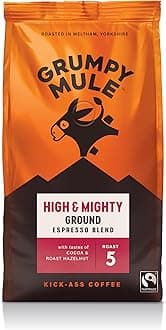 Grumpy Mule High and Mighty Espresso Blend Ground Coffee with notes of Cocoa and Roast Hazelnut 200g