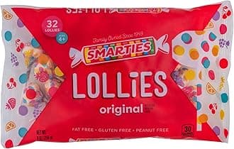 Smarties Double Lollies - Gluten Free, Peanut Free, Fat Free Assorted Fruity Flavors Lollipops - Low Calorie Perfect for Birthdays, Parties - Made by US Candy Company Since 1949-9 oz Bag (Pack of 1)