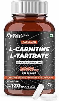 L-Carnitine L-Tartrate 1000mg Capsules for Men & Women | Pre Workout Supplement - 120 Veg Capsules