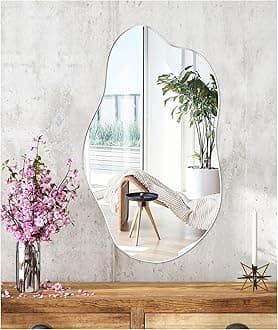 Bathroom Mirror Irregular Mirror Frameless Glass Self Adhesive HD for Makeup Decorative for Entryways Living Room Door Bedroom