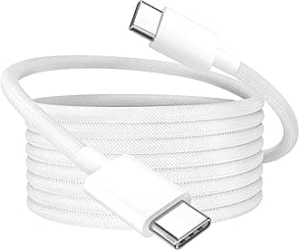 iPhone 15 USB C Charger Cable,Fast Charge Type C To Type C Charging Nylon Braided Cord Wire For Apple15/15 Plus/15 Pro Max,iPad Pro,Macbook,Samsung S24 Ultra/S23 Ultra/S22/S23 Fe 5G,White-Grey