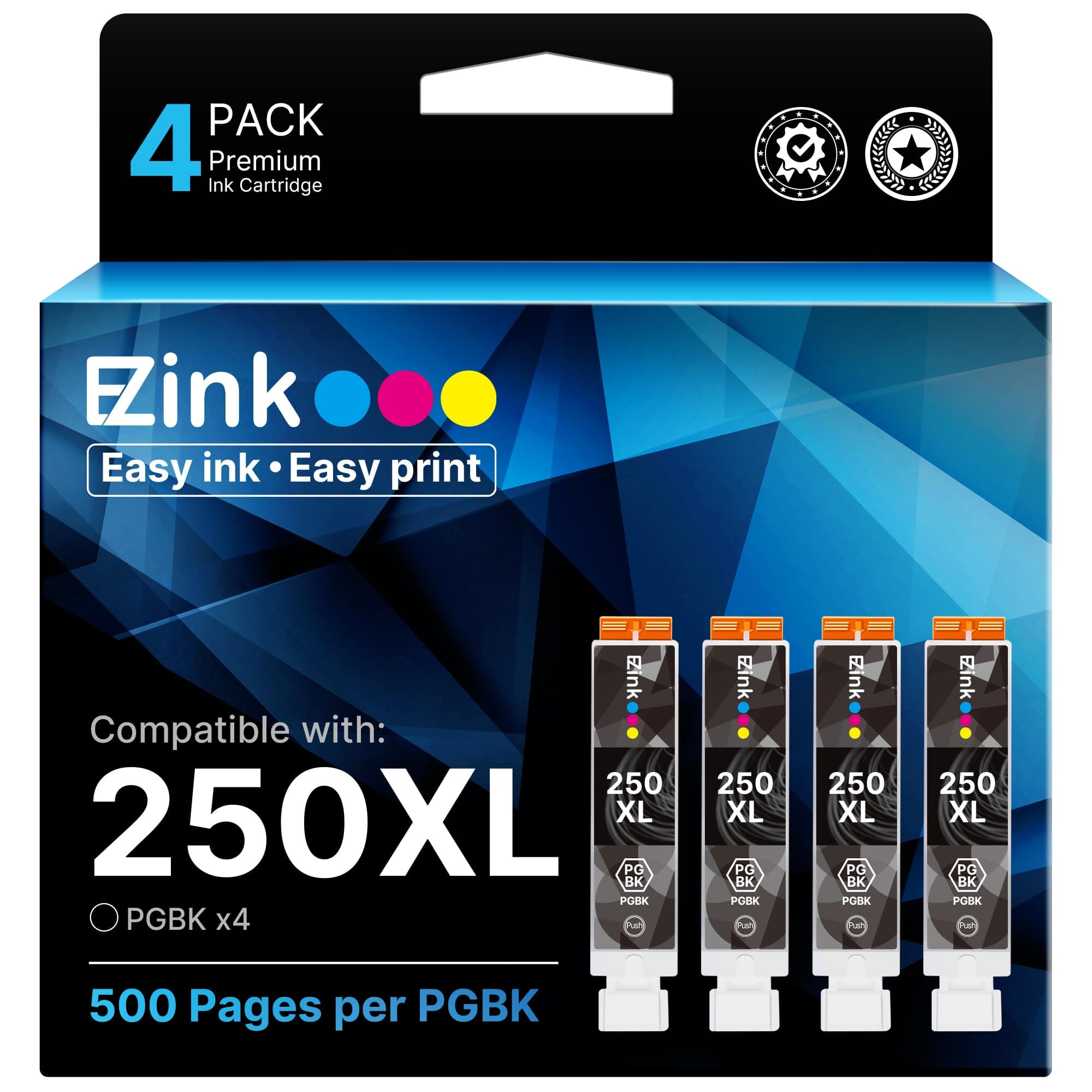 Compatible Ink Cartridge Replacement for Canon PGI-250XL PGI 250 XL PGBK to use with PIXMA MX922 MX920 iP8720 IX6820 MX722 MG5420 MG5520 MG5620 MG6320 MG6420 MG7120 MG7520 (Large Black) 4 Pack