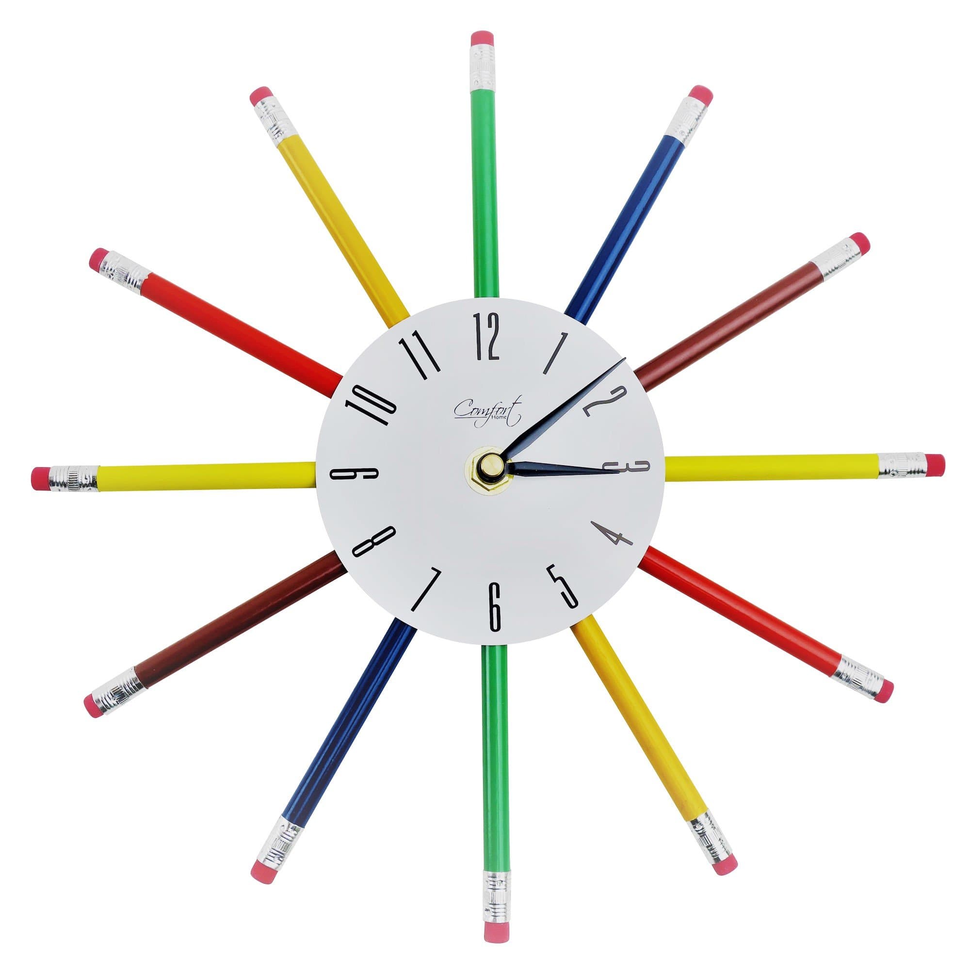 Comfort Home Multi Color Pencil 10" Wall Clock