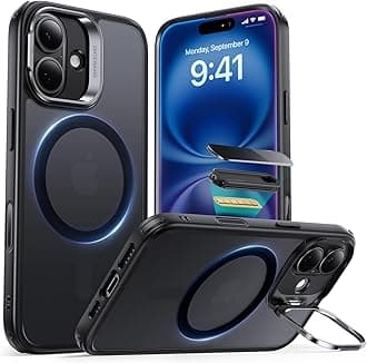 ESR iPhone 16 Case, MagSafe Compatible, US Military MIL Standard Protection, Hidden Stand, Smartphone Case, Scratch Resistant Back, Black, Classic Series