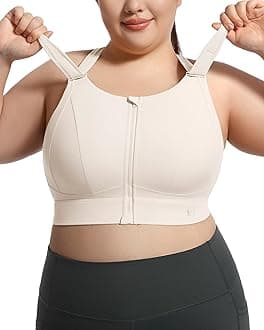 Zip Front Adjustable High Impact Sports Bras for Women Large Breasts Full Coverage Workout Running Removable Pads