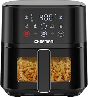 Air Fryer – 4 QT Compact Airfryer for Quick & Easy Meals, Features Hi-Fry Technology for Extra Crisp, Easy-View Window, Touch Controls with 4 Presets, Nonstick & Dishwasher Safe Basket - Black