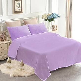 JYK Fleece Plush Blanket - 3.5 LB, 1 Ply Lightweight Korean Style Mink Blanket, Queen 79" x 91" - Super Soft, Warm & Cozy, Microfiber Bed Blanket for All Seasons, Light Purple