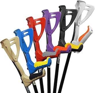 FDI Ergotech Comfort Grip Folding Handle + Collapsible Elbow Walking Stick Single Crutch, Black + Yellow Grip