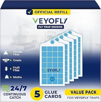 VEYOFLY Fruit Fly Traps for Indoors Refill, Gnat Traps for House, Fly Catcher Indoor, Fly Trap, Fly Trap, Plug in Catch for Fruit Flies, Moths, Gnats, Mosquito Trap (Pack of 5 Refills)