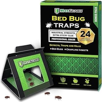 Bed Bug Traps (24 Traps) Non-Toxic Bed Bug Detection Traps. Detects, Traps, and Kills Bed Bugs and Crawling Insects Such as Spiders, Crickets, Cockroaches and Ants