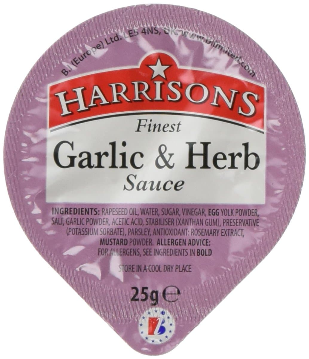 Harrisons Garlic and Herb Sauce Dip Pot Box 25 g (Pack of 100)