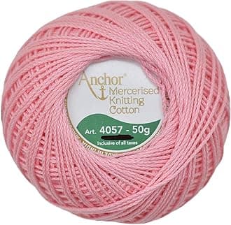HUNNY-BUNCH Anchor Mercerized Premium Knitting Crochet Cotton Thread Yarn Balls for Knitting, Weaving, Embroidery and Craft Making Fast Color (Pack of 2 Rolls, Shade No. 50)