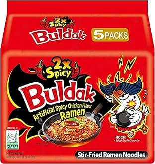 Bulldak 2x Spicy Hot Chicken Flavour Ramen Noodles - 140g (Pack of 5) | Double the Heat, Double the Challenge! | Authentic Korean Flavor | Thick & Chewy Noodles | Quick & Easy