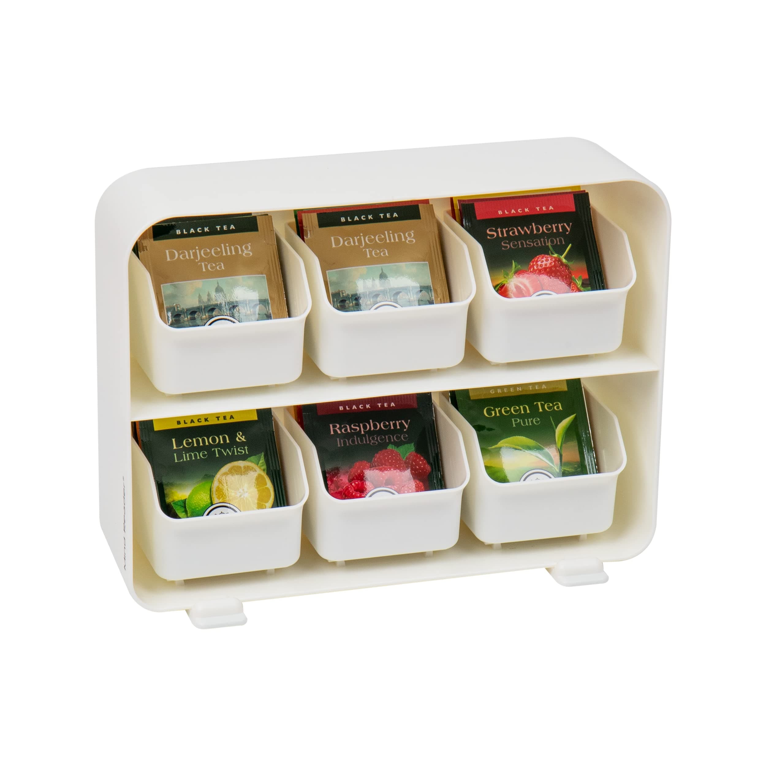 Mind Reader 6 Drawer Tea Bag Holder and Organizer White White STBORG-WHT