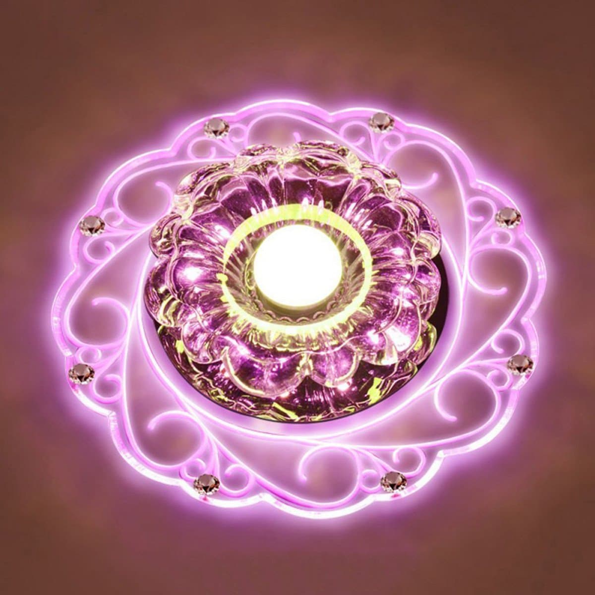 LED Crystal Ceiling Light, Color Changing Crystal Ceiling Pendent Lamps, Flush Mounted Lighting Chandeliers For Hallway, Bedroom, Study Room/Office, Dining Room, Kids Room, Corridors