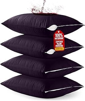 Utopia Bedding Waterproof Pillow Protector Zippered (4 Pack) King Purple – Bed Bug Proof Pillow Encasement 20 x 38 Inches
