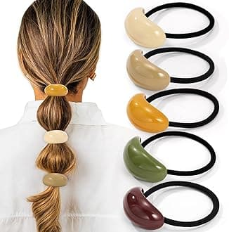5PCS Hair Ties for Thick Hair, Elegant and Durable Geometric Design Hair Ties for Women, Hair Accessories Stretchy and Non-Damage Ponytail Holders