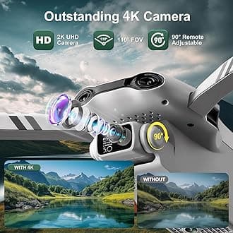 Drone with Camera for Adults, 4K UHD GPS RC Drone Brushless Motor, Smart FPV Foldable Quadcopter for Beginners, 5G WIFI Transmission, Auto Return, Follow Me, Waypoints, Altitude Hold, 30 Mins Flight