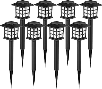 GIGALUMI Solar Lights Outdoor Garden, 8 Pack Garden Lights Solar Powered Waterproof, Solar Lights Outdoor, Landscape, Path, Yard, Patio, Driveway,Pathway,Warm White,Auto ON/Off