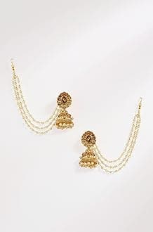 Metal Gold Plated and Pearl Earrings for Women & Girls