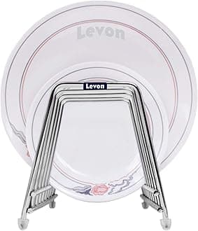 Levon Stainless Steel Plate Rack | Dish Rack | Plate Stand | Dish Stand | Lid Holder Utensil Rack for Kitchen - Size (140 X 320 X 130 mm) | Special Nano Coating