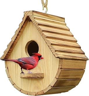 Bird House for Outside,Bird Houses Outdoor, Natural Wooden Bird House Clearance Bluebird Finch Cardinals Hanging Birdhouse for Garden Viewing