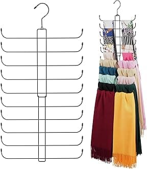 Scarf Organizer Scarf Hanger for Closet, Rotatable Sturdy Hijab Holder Holds 20 Scarves, Space Saving Closet Organizers and Storage, Black