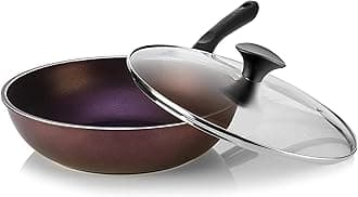 Art Pan 12" Wok/Stir-Fry Pan, Coated 5 times with Teflon Select Non-Stick Coating (PFOA Free) - Made in Korea (with Lid)