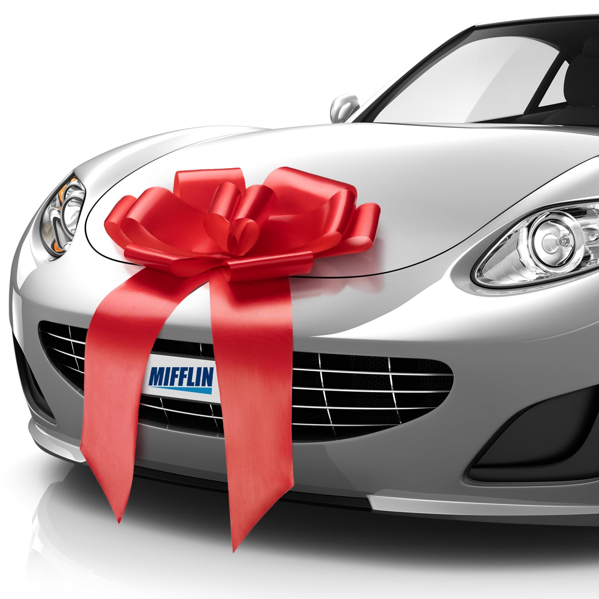 Mifflin-USA Preassembled Extra Large Bow - Matte Red, 23 Inch - Butterfly Shape Giant Ready to Use Bow for Birthday, Christmas - Huge Car Décor